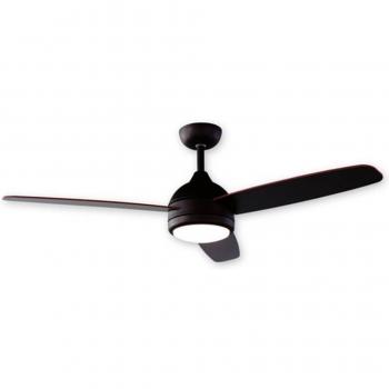 Ventilador de Techo Dayron Vermont Negro con Luz LED Silencioso, 3 Aspas de Madera, 56W de Potencia, Mando a Distancia y 6 Velocidades Controlables
