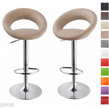 Juego de 2 taburetes de bar beige cuero sintético ajuste de altura con respaldo reposapiés seleccion de color Duhome 171X
