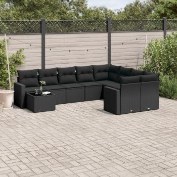 Set de sofás de jardín 10 pzas cojines ratán sintético negro vidaXL