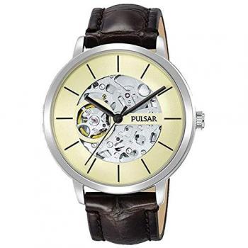 Reloj de Hombre Pulsar P8A005X1 con Correa de Cuero, Diámetro 42 mm, Color Marrón/Beige
