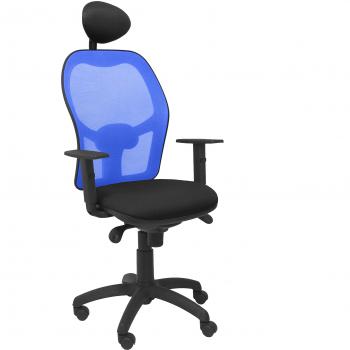 Silla de Oficina Jorquera en Malla Azul y Asiento Bali Negro con Cabecero Fijo - Piqueras y Crespo