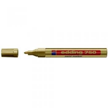 edding 750 marcador de tinta opaca - oro - 1 rotulador - punta redonda 2-4 mm - para metal, vidrio, piedras o plástico - resistente al calor, permanente, no mancha, impermeable