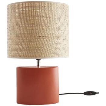 Lámpara de mesa de cerámica terracota mate con pantalla de rafia natural 40 cm TIGA