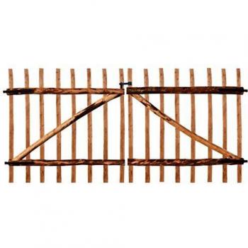 vidaXL Puerta Doble Valla Jardín 300x150 cm Madera Avellano Impregnada Marrón