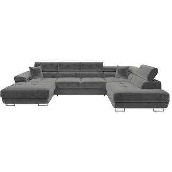 Sofá rinconero Comfivo S103, con función de descanso y caja de ropa de cama, dimensiones 346x203x70cm, color Manila 16