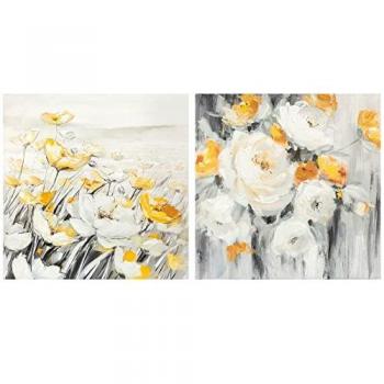 Cuadro DKD Home Decor 90 x 3,7 x 90 cm Flores Cottage (2 Unidades)