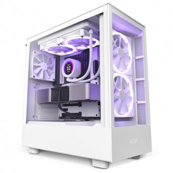 NZXT H5 Elite White Midi Tower Case with Tempered Glass and RGB Fans