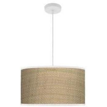 Lámpara Colgante Moderna 2xe27 Blanco y Cañizo Claro con Difusor 40x40 cm