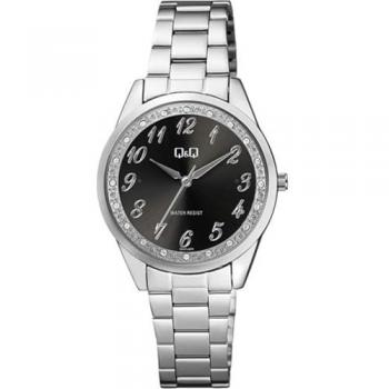 Reloj Analógico Q&Q para Mujer Ø 36 mm Negro Plateado - Impermeable 3 ATM Modelo QC07J205Y