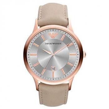 Reloj Armani Hombre AR2464 (43mm) - Reloj de acero inoxidable, esfera negra, cronógrafo, resistente al agua hasta 50 metros, correa de piel