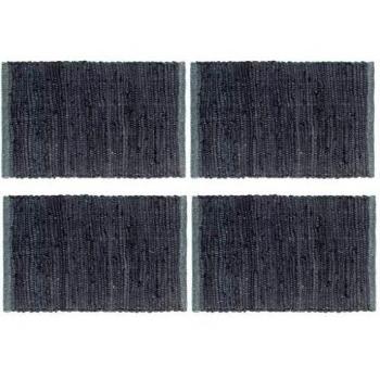 vidaXL 4x Manteles Individuales Tela Lavables Algodón Trenzado Diseño Estilo Chindi Original Set Salvamanteles Mesa Comedor Cocina Gris Antracita
