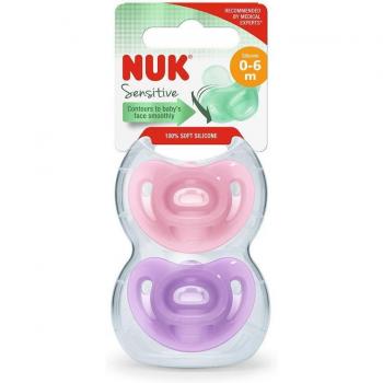Chupete Nuk Sensitive Silicona 0 - 6 M. (2 unids.) rosa/lila