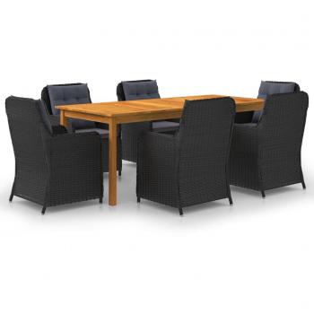 7-Piece Black Garden Dining Set