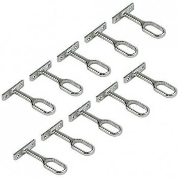 Emuca 7061007 Soporte Central para Barra de Armario Oval, Niquelado, Set de 10 Piezas