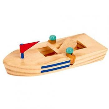 moses- Barca de Madera con Motor de Goma | Juguete clásico para niños, Color carbón