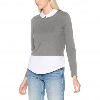 VERO MODA Vmcindy Ls Shirt Top D5-2, Camisa Manga Larga para Mujer, Gris