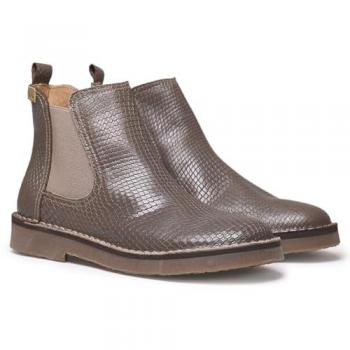 Botines de mujer Toni Pons en piel con elásticos y efecto serpiente taupe - modelo ISA-CC