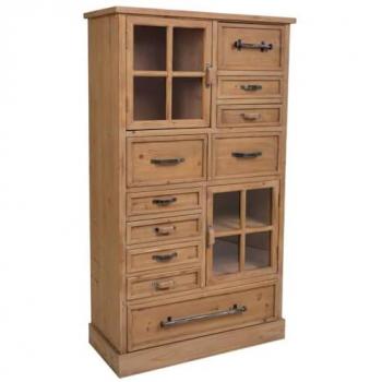 WANDERLUST DECO Vitrina de Madera y Metal de Diseño Moderno con Amplio Espacio de Almacenamiento 75x34,5x135