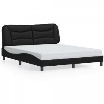 Black Faux Leather Queen Bed Frame without Mattress 152x203 cm