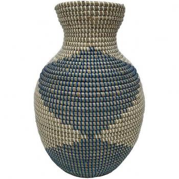 Jarrón Seagrass Decorativo Estilo Mediterráneo Natural - Dimensiones 31x31x50 cm