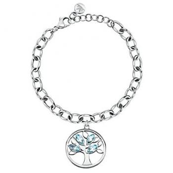 Pulsera de Acero Inoxidable para Mujer con Circonitas y Diseño Árbol de la Vida - Modelo SATD24