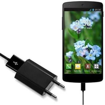 kwmobile Set de carga con fuente de alimentación y cable de datos para el LG Google Nexus 5 - negro 1000mA