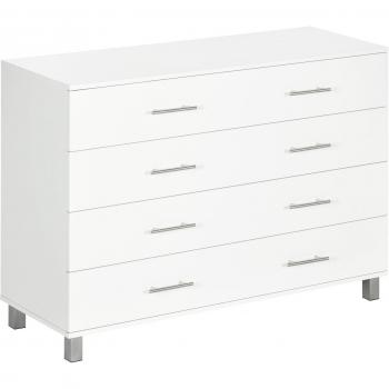Cómoda con 4 Cajones de Dormitorio con Patas - Blanco