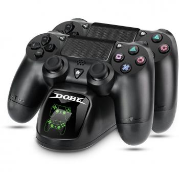 Cargador Mando PS4 Hydream, Estación de carga DualShock 4, Doble Cargador USB con Soporte Indicador del LED para Playstation 4, PlayStation 4 Slim and PlayStation 4 Pro -Negro