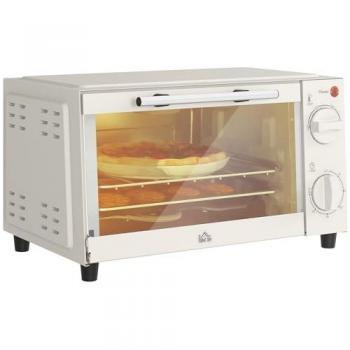 Horno Eléctrico de Sobremesa Homcom 9L 750W con Temperatura Ajustable y Temporizador Crema