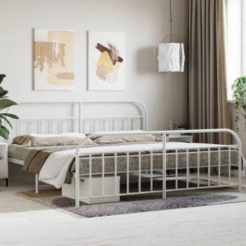 Cama metálica con cabecero y estribo blanco 200x200 cm