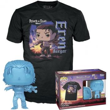 Funko Pop! Tees: Ataque a los Titanes - Eren Jaeguer + Camiseta de Eren Talla L