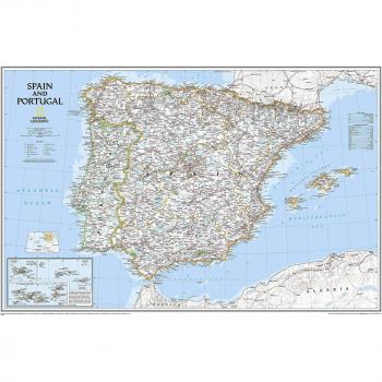 Mapa mural clásico de España y Portugal - National Geographic
