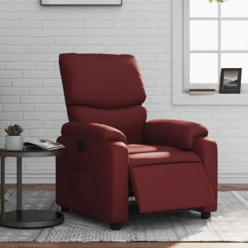 Sillón reclinable eléctrico de cuero sintético rojo tinto vidaXL