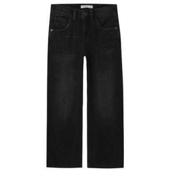 Vaqueros de pierna ancha para niña Name It Rose 1411-BE, alta cintura, denim negro