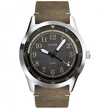 s.Oliver Unisex Adult Analogue Quartz Watch with Leather Strap SO-3575-LQ