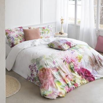 Funda Nórdica Peony Rosa 150 cm - 240x220 cm, Algodón 200 Hilos, Cierre con Corchetes