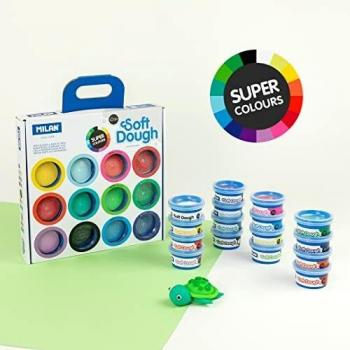 Maletín 16 botes 30 g pasta blanda Soft Dough MILAN® colores surtidos