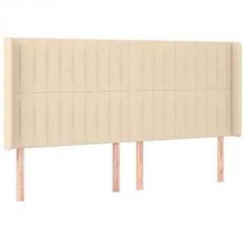 Cabecero con LED de tela color crema 203x16x118/128 cm