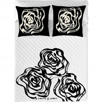 Devota & Lomba Rosas Colcha Bouti, Blanco/Negro, Cama 90
