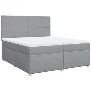 Cama Box Spring con colchón de tela gris claro 200x200 cm