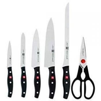 Zwilling TWIN POLLUX - Set de 5 cuchillos y tijera doméstica multiusos, color negro