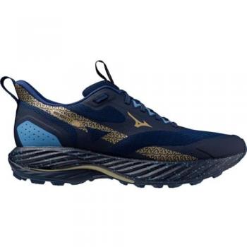 Zapatillas de trail Mizuno Wave Rider TT 2 hombre azul oscuro, características: diseño para trail running, color azul marino con detalles dorados, talla 41