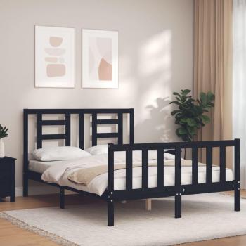 Cama de Matrimonio Redonda Húmeda con Cabecero Doble en Madera Maciza Negra