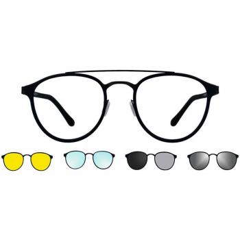 Pilot Clip-On Plástico Negras Gafas Recetadas para Hombre - Gafas Anti-Azules - SmartBuy Collection