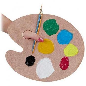Paleta de Mezcla de Madera con Orificio para el Pulgar, 30.5x25cm, Natural - Para Acrílicos, Acuarelas y Témperas