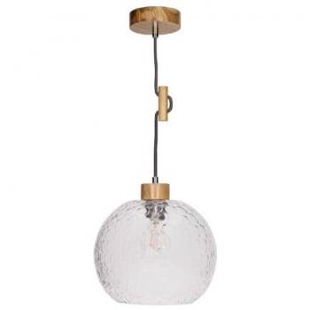 Lámpara de Suspensión Svea, Madera de Roble y Metal Antracita, Vidrio, 24x24x100 cm