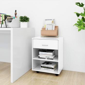 Gabinete con ruedas blanco pulido 46x36x59 cm madera multicapa