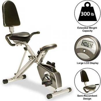 Exerpeutic (EXER6) Unisex Adult Exerpeutic 400XL Folding Recumbent Bike with Pulse Recumbent Exercise Bike - grey black, One size
