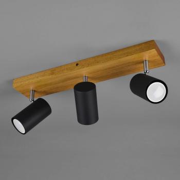 Foco de Techo Marley 3 Luces GU10 Negro Mate con Base de Madera
