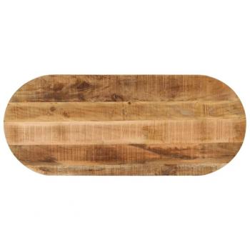 Encimera Ovalada de Madera Maciza de Mango, Dimensiones 90x40x2,5 cm, Acabado Rugoso
